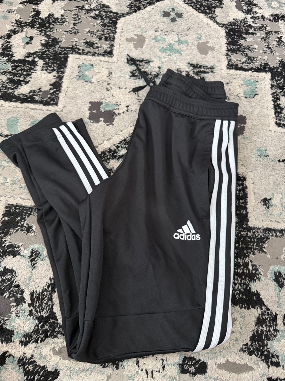 adidas Black Jogger Sweatpants with White Three Stripes